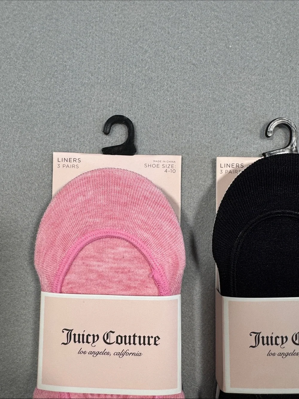 Juicy Couture No-Show Liner Socks in Pink & Black (2-Pack)